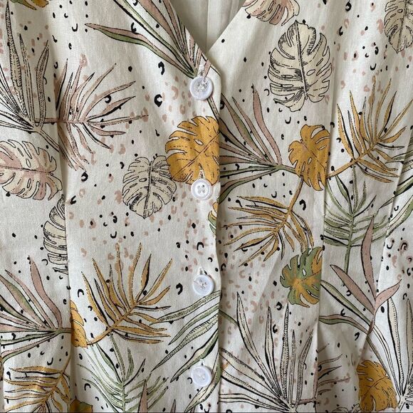 Minkpink Wild Coast Linen Tropical Leaf Print Playsuit (Size:Large) - Picture 10 of 14